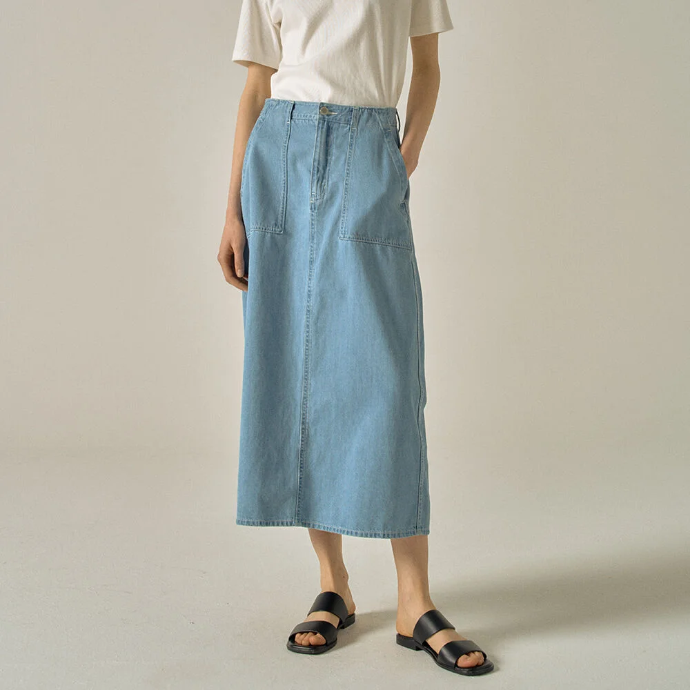 牛仔 軍裝 半身裙_vintage indigo