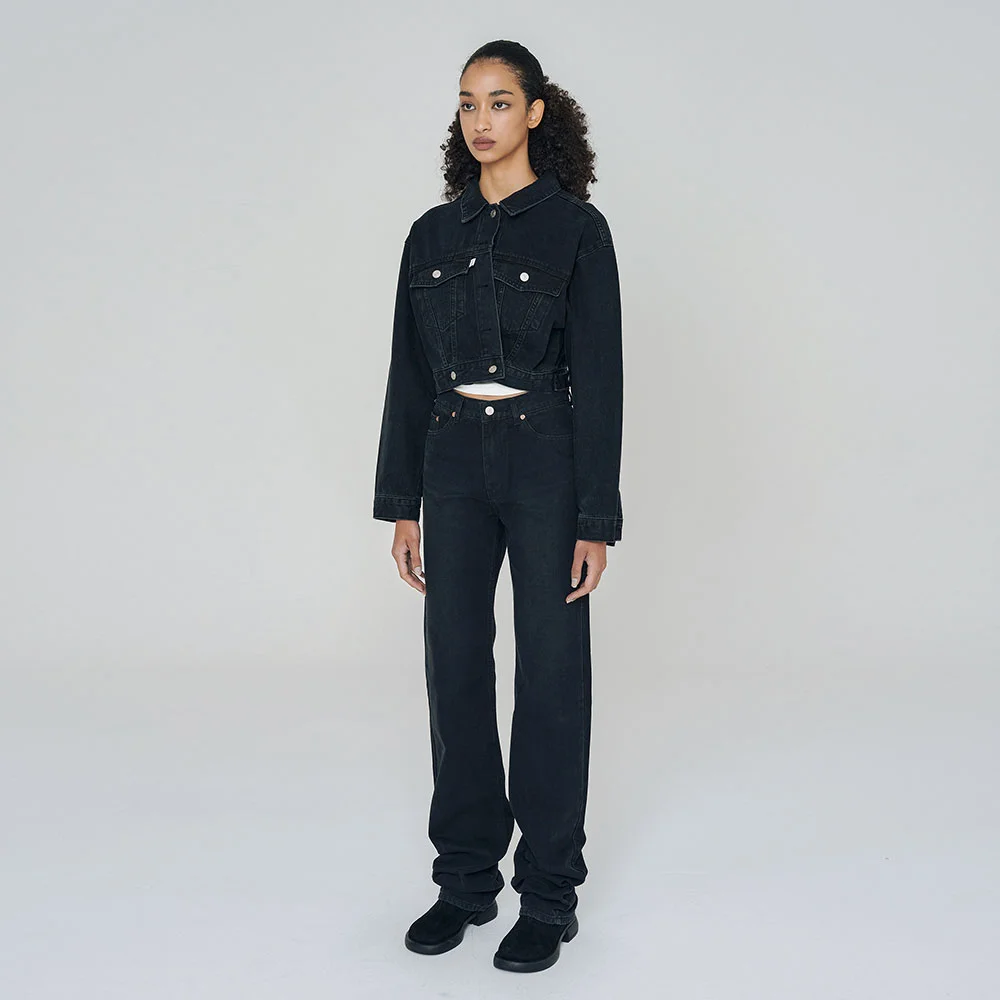 USA HIGH RISE STRAIGHT JEANS BLACK