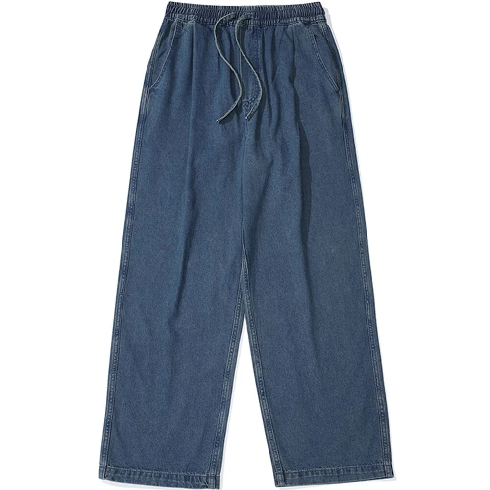 M-LABEL LOOSE-FIT DENIM PINTUCK PANTS 午夜牛仔