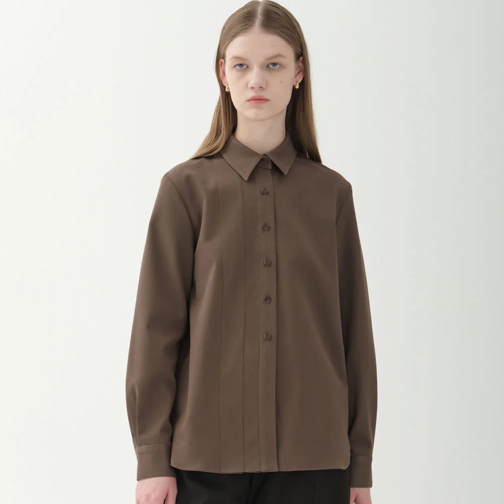 3-tuck shirt_brown