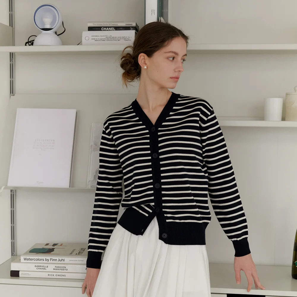 STRIPE CARDIGAN_NAVY