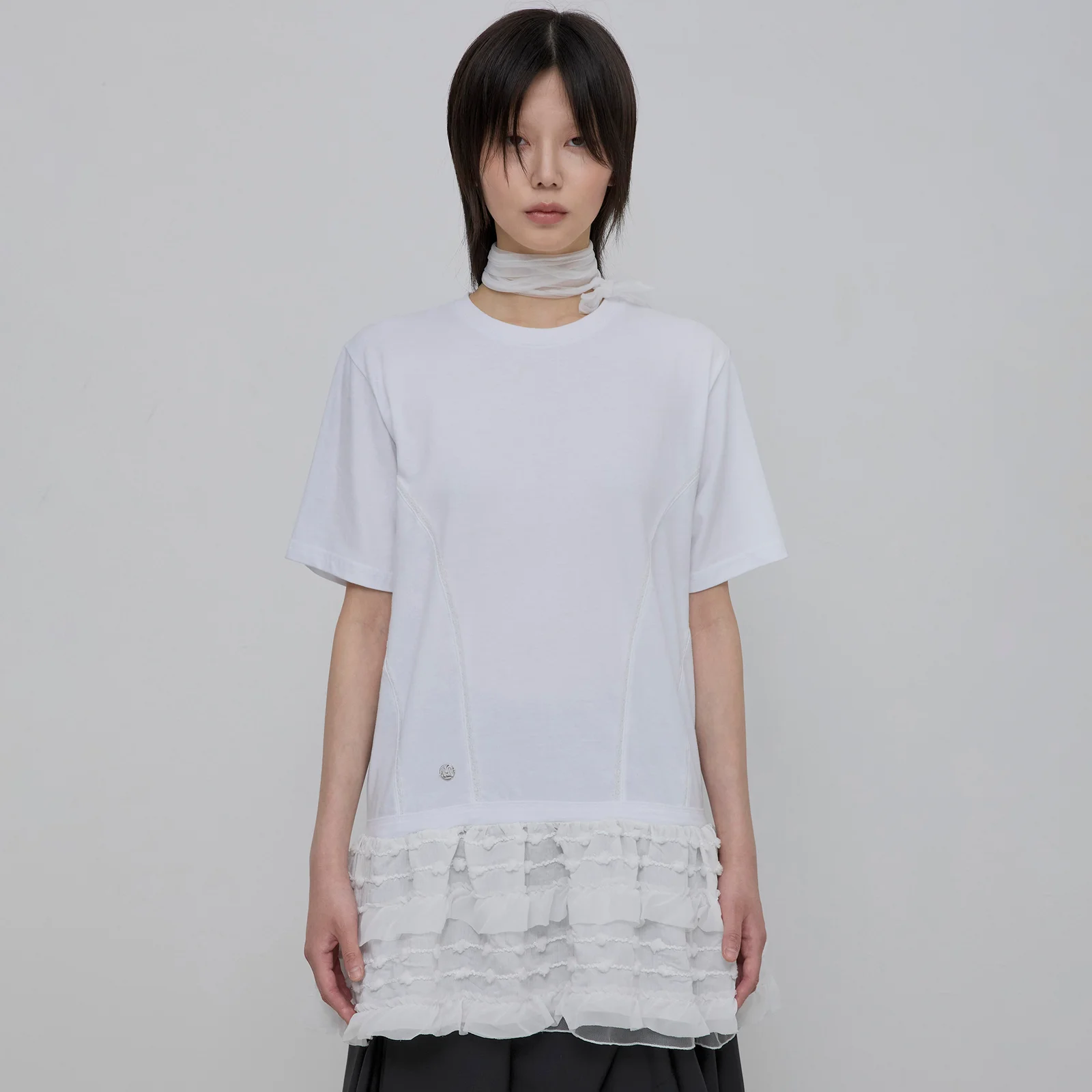 Layered Frill T-Shirt (FL-167_White)