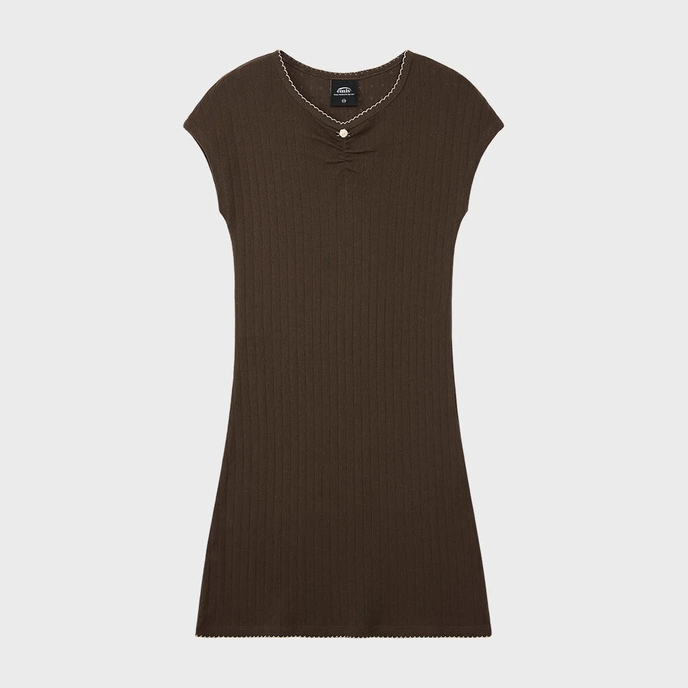 (WOMENS) MINI CORSAGE DRESS-BROWN