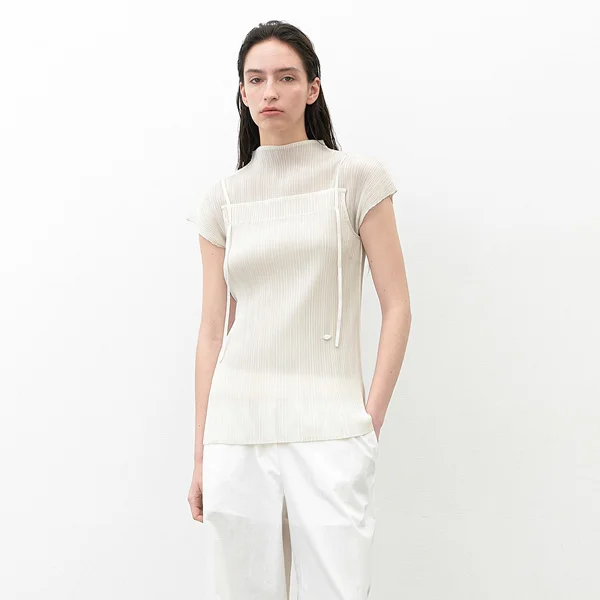PLEATS STRING SLEEVELESS TOP(BL-4341)_3Colors