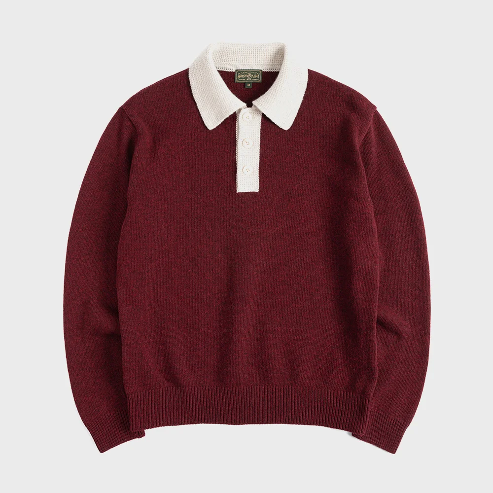10 KNITTED RUGBY SHIRT (dark red)