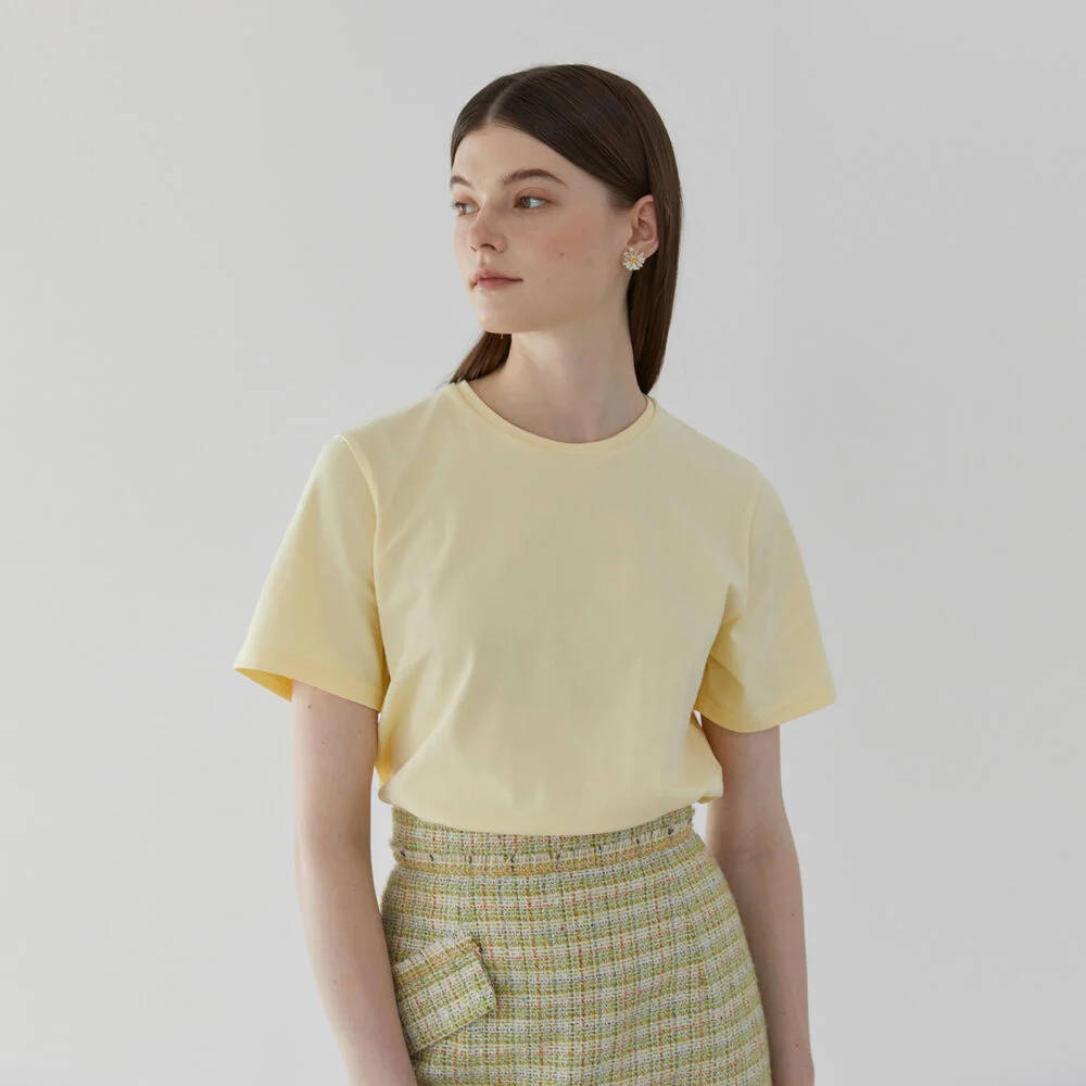 LOGO COTTON BASIC T-SHIRTS - YELLOW