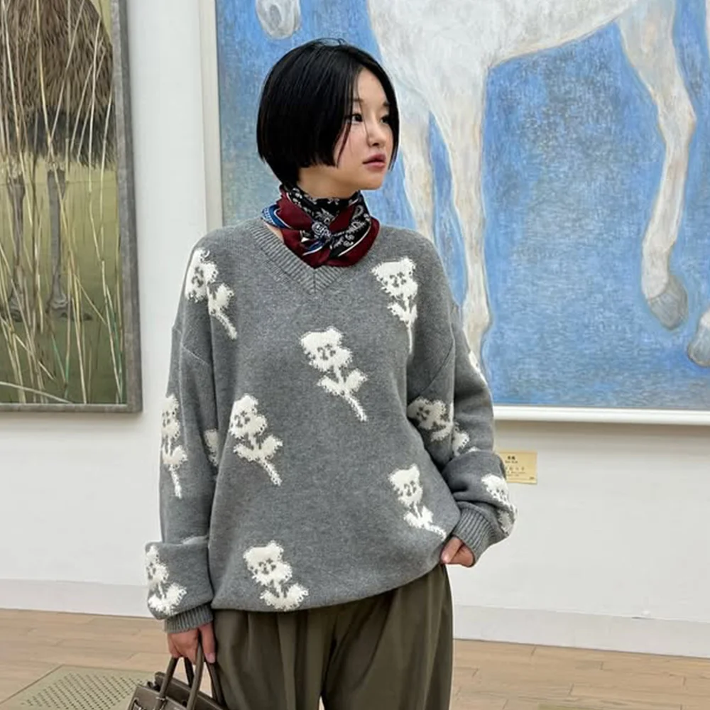 SN Flower Loose Fit Knit (Grey)