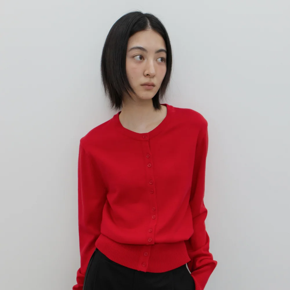 BUTTON CARDIGAN / RED