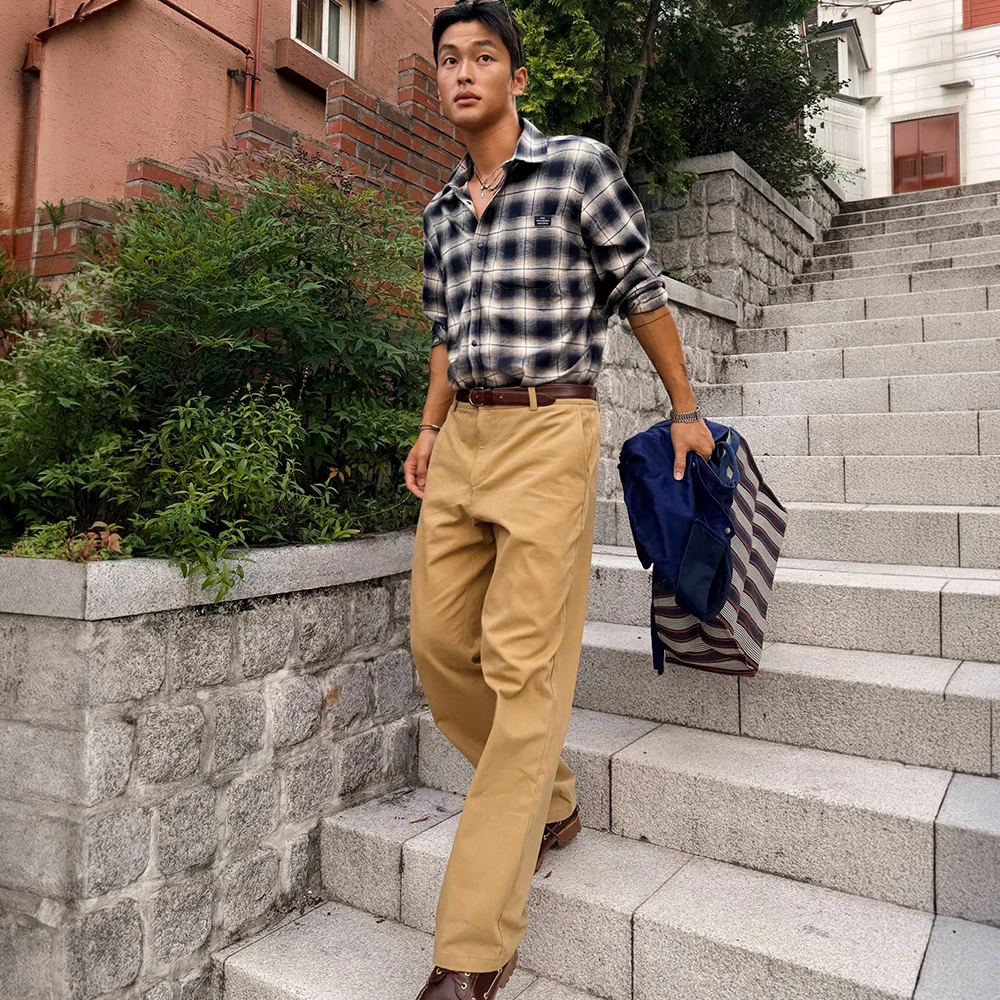 Wide Cotton chino pants_Beige