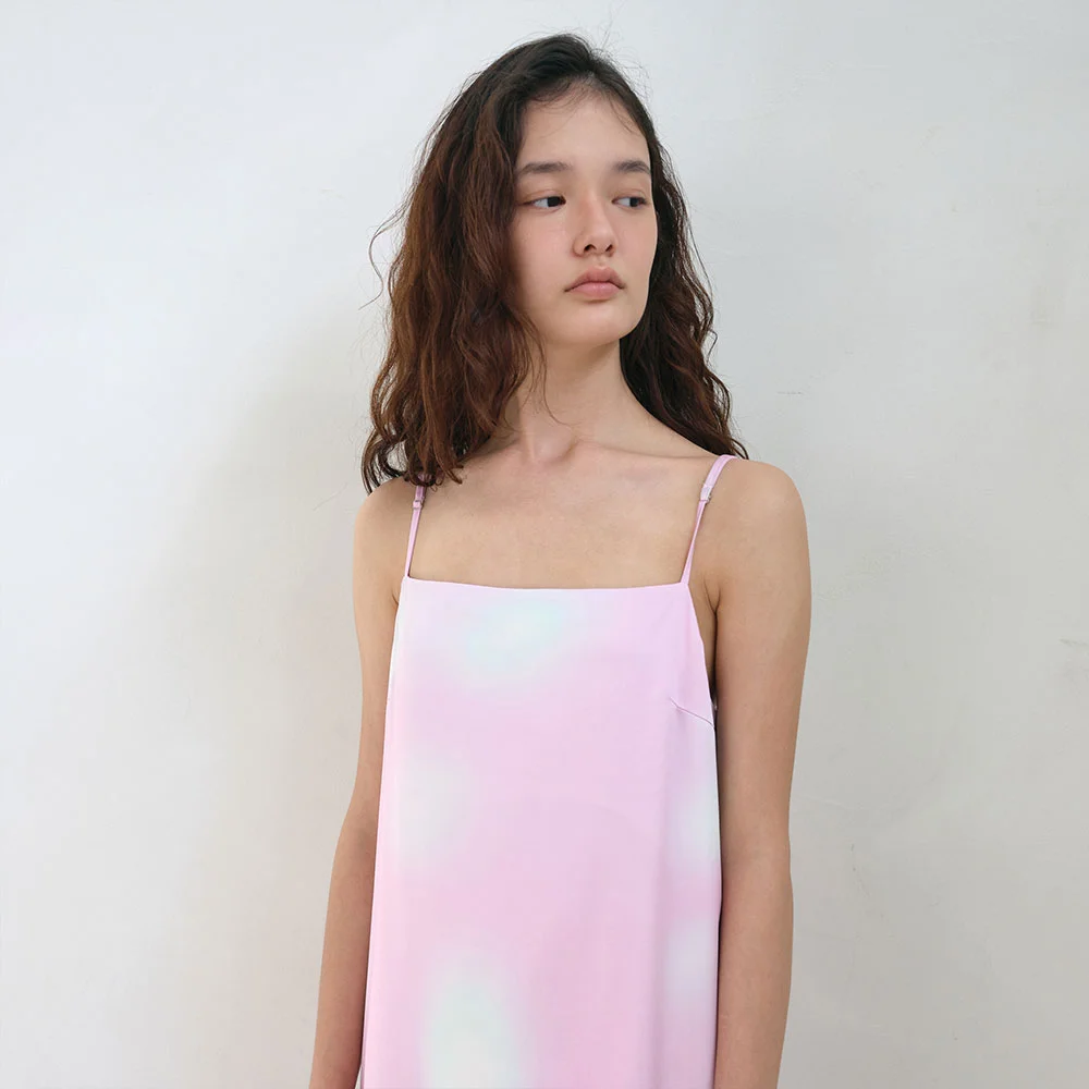 絲滑 Spread Slip 長 連身裙 (Pink)