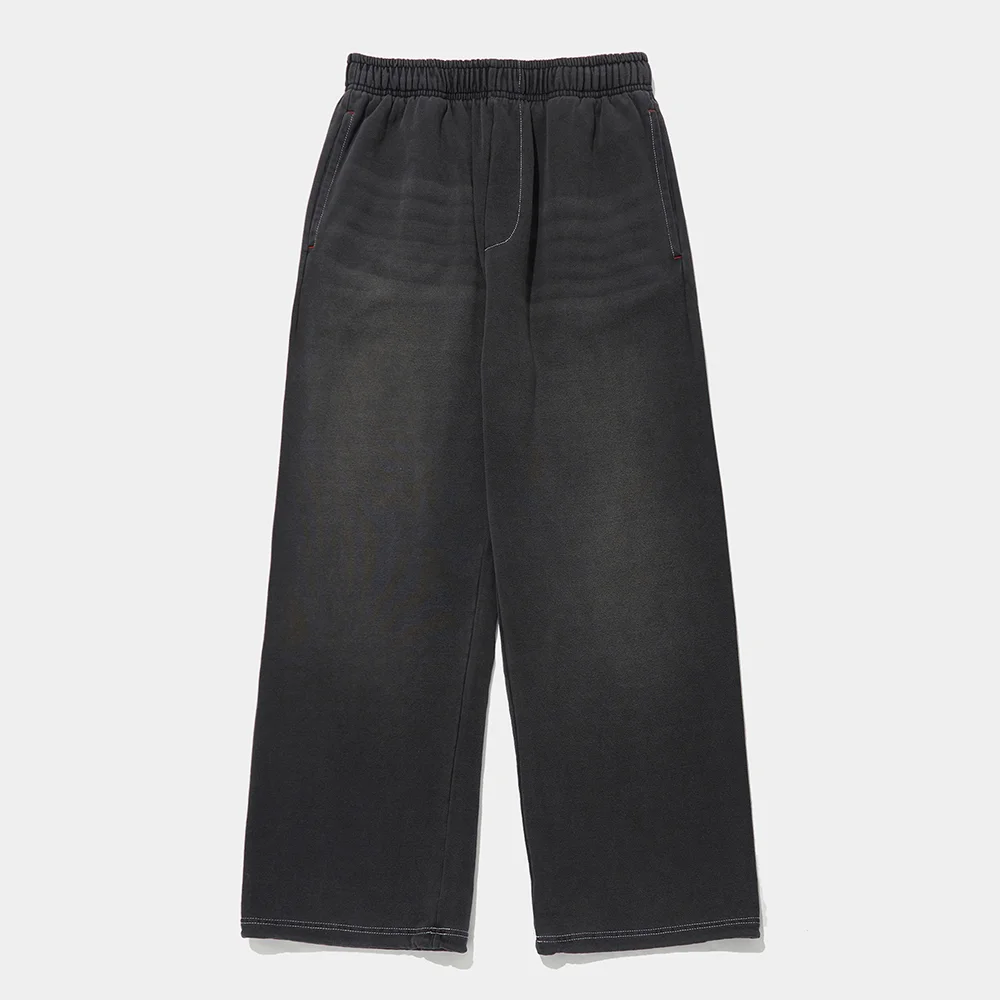 CAT WASHED LOOSE-FIT DENIM TERRY SWEATPANTS_BLACK JEAN
