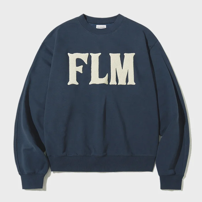FLM 圈圈紗 標誌 衛衣-海軍藍