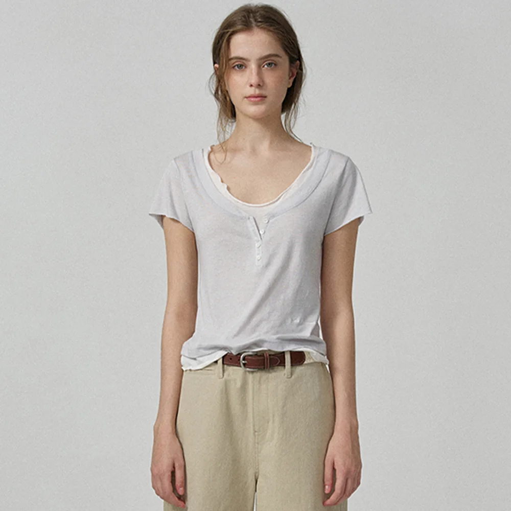 Noah Slim Layered Tee_Light Blue