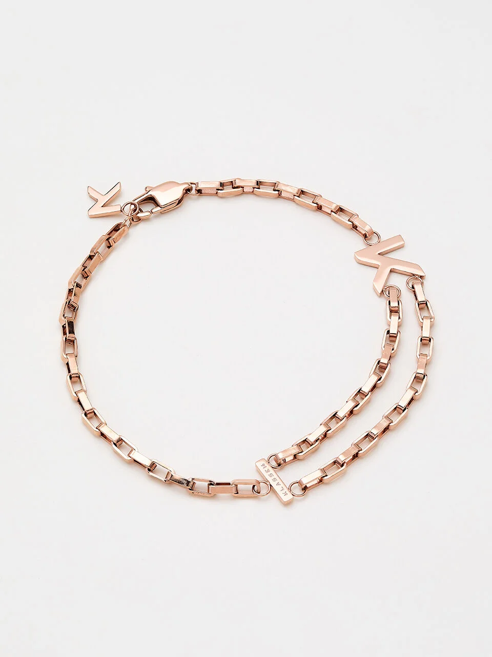 DUALITY DOUBLE CHAIN BRACELET ROSE GOLD