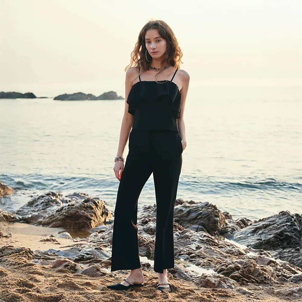 Ruffle Sleeveless Top_Black