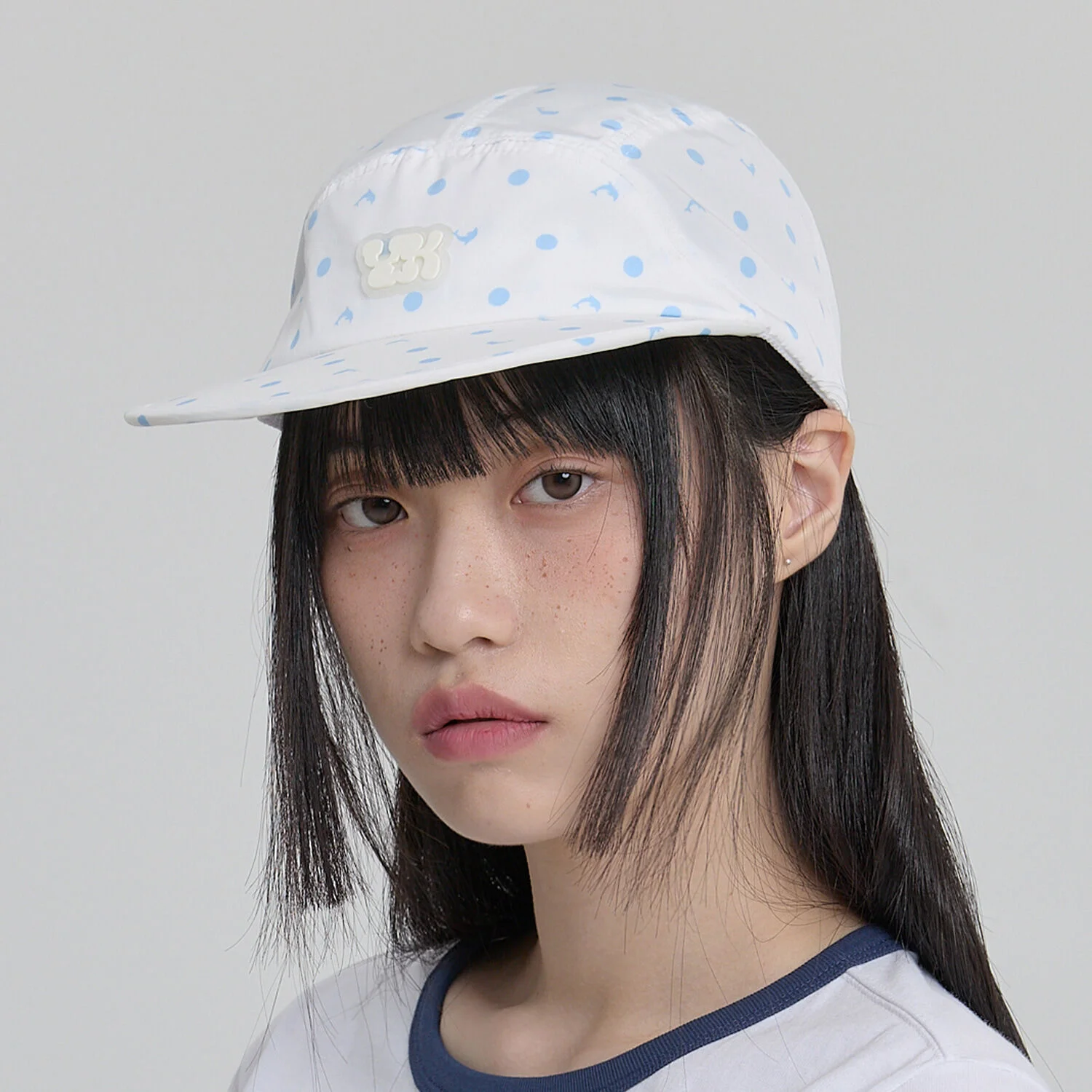 海豚 圓點 鴨舌帽 白色