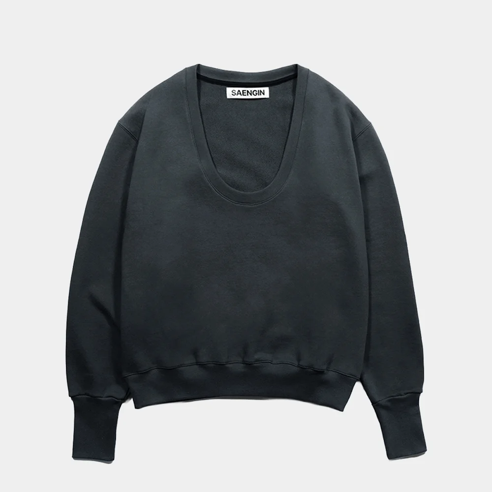 U-NECK SWEATSHIRT - BLUE CHARCOAL