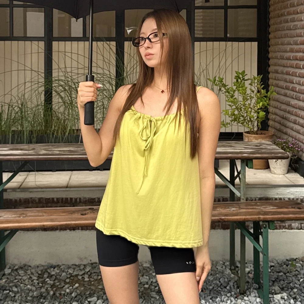 Shirring String Sleeveless 橄欖色