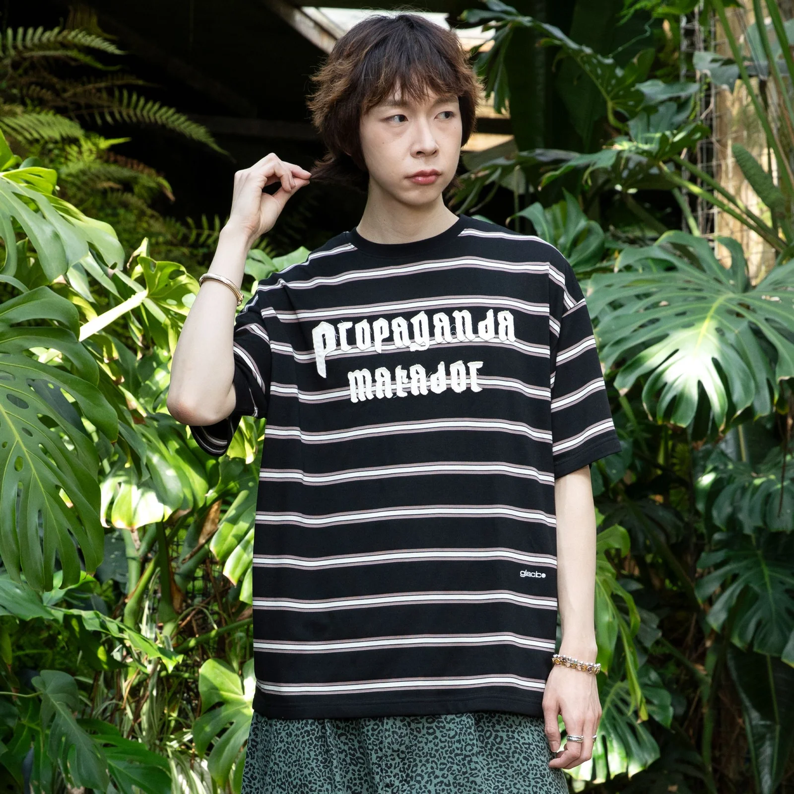 GT116 理念 貼布繡 條紋 T恤 (BLACK)
