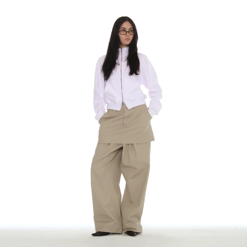 DETACHABLE LAYERED CHINO SKIRT-PANTS_LIGHT BEIGE