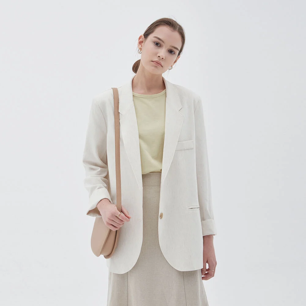 SUMMER LINEN SINGLE JACKET_OATMEAL