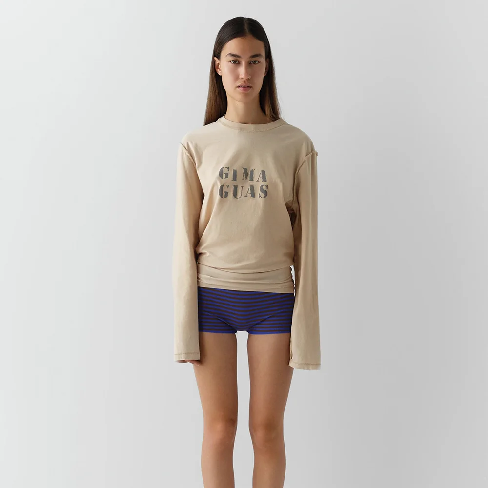 (W) GIMA LS T-SHIRT (BEIGE)