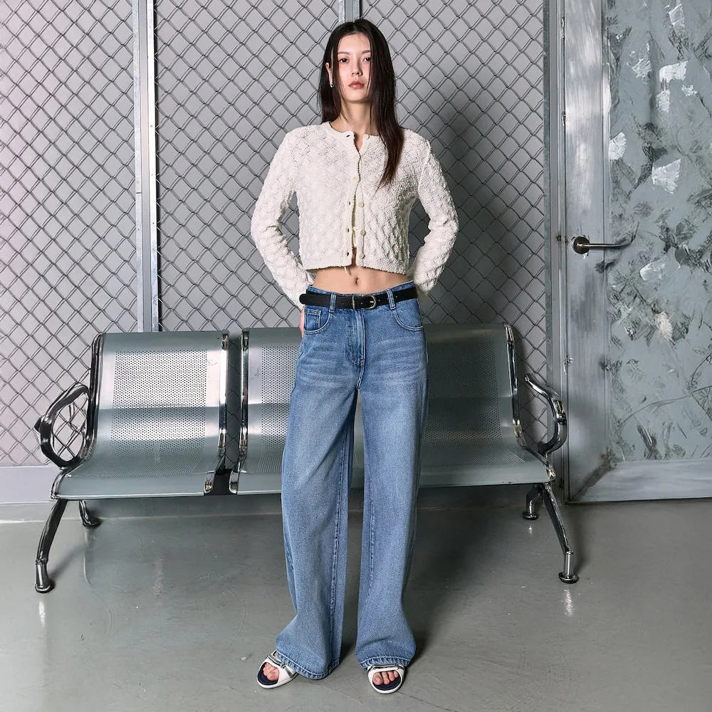 Washed Semi Wide Denim Pants Blue (KE6121M53P)