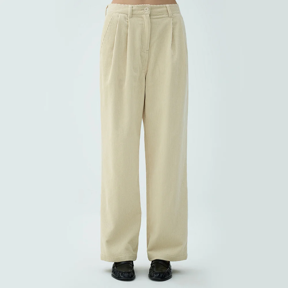 Corduroy Wide Pants (Cream)