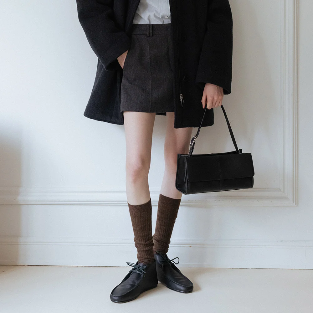 A-Lined Mini Wool Skirt Pants L913_13