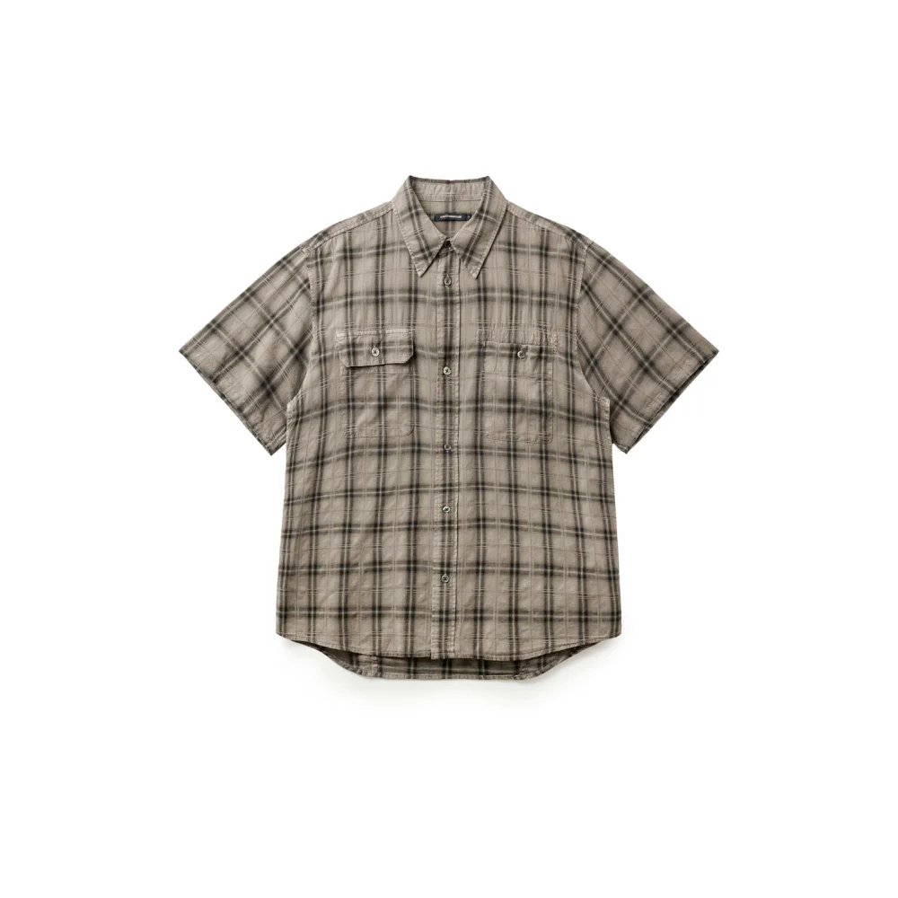 2Pk Shirt 1/2 Over Dyed Check Desert