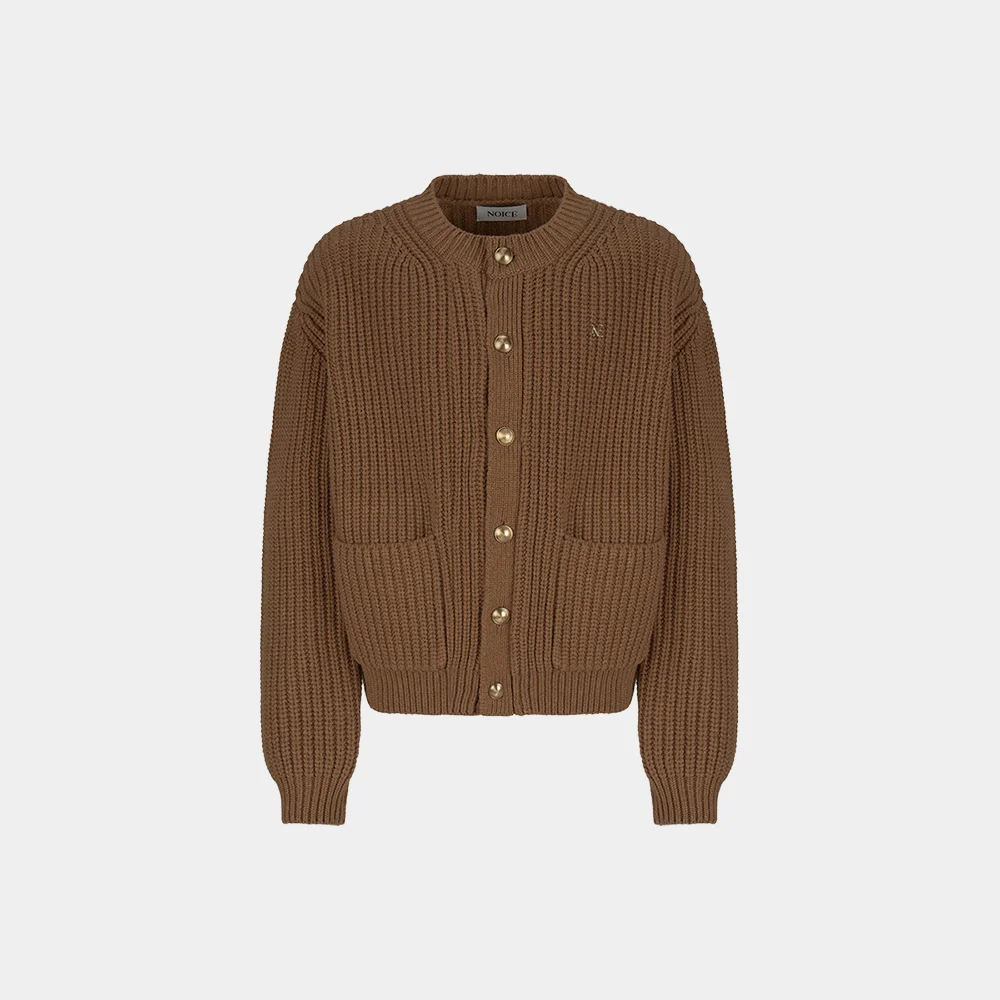(M) HEAVY-GAUGE WOOL-BLEND CARDIGAN - CAMEL