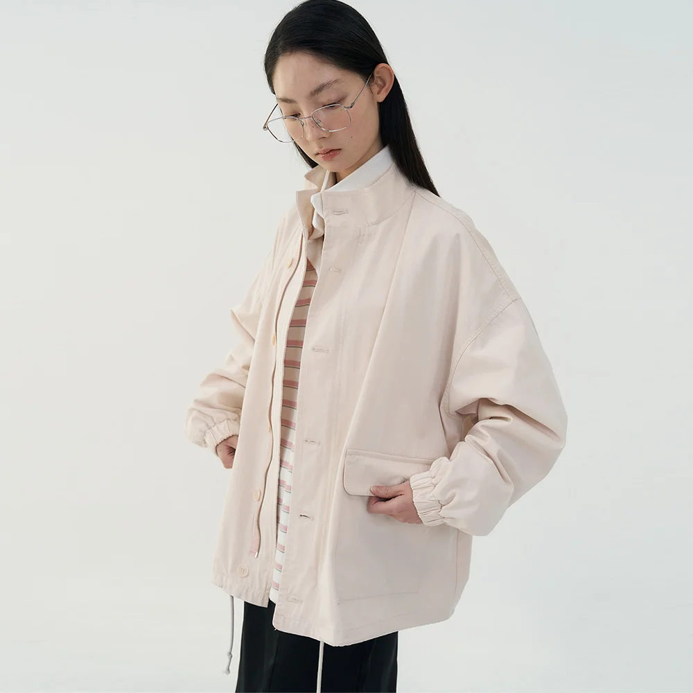 Chic Loose-fit Cotton Blouson - Pale Pink