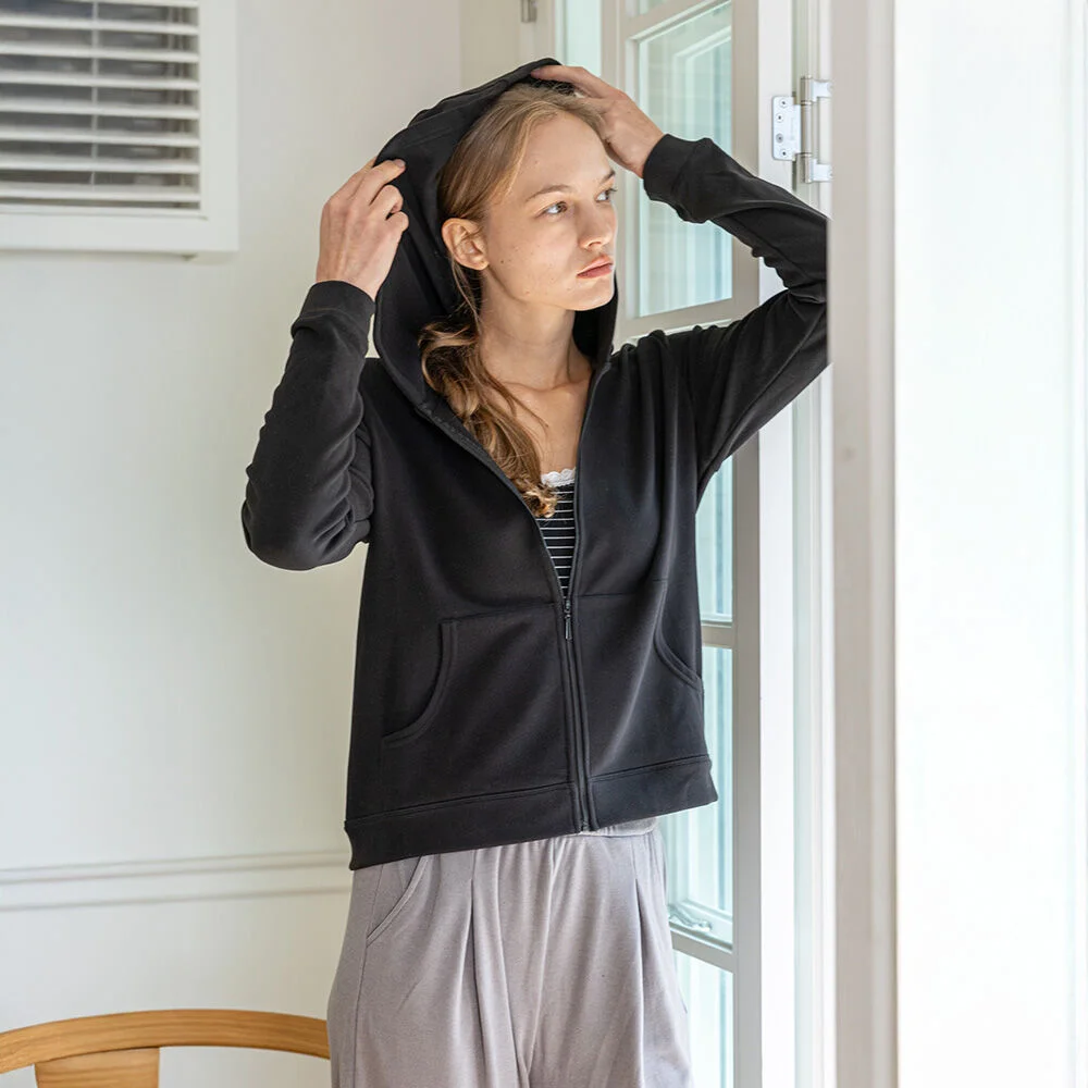 MJ_Zipper hoodie home jacket_BLACK