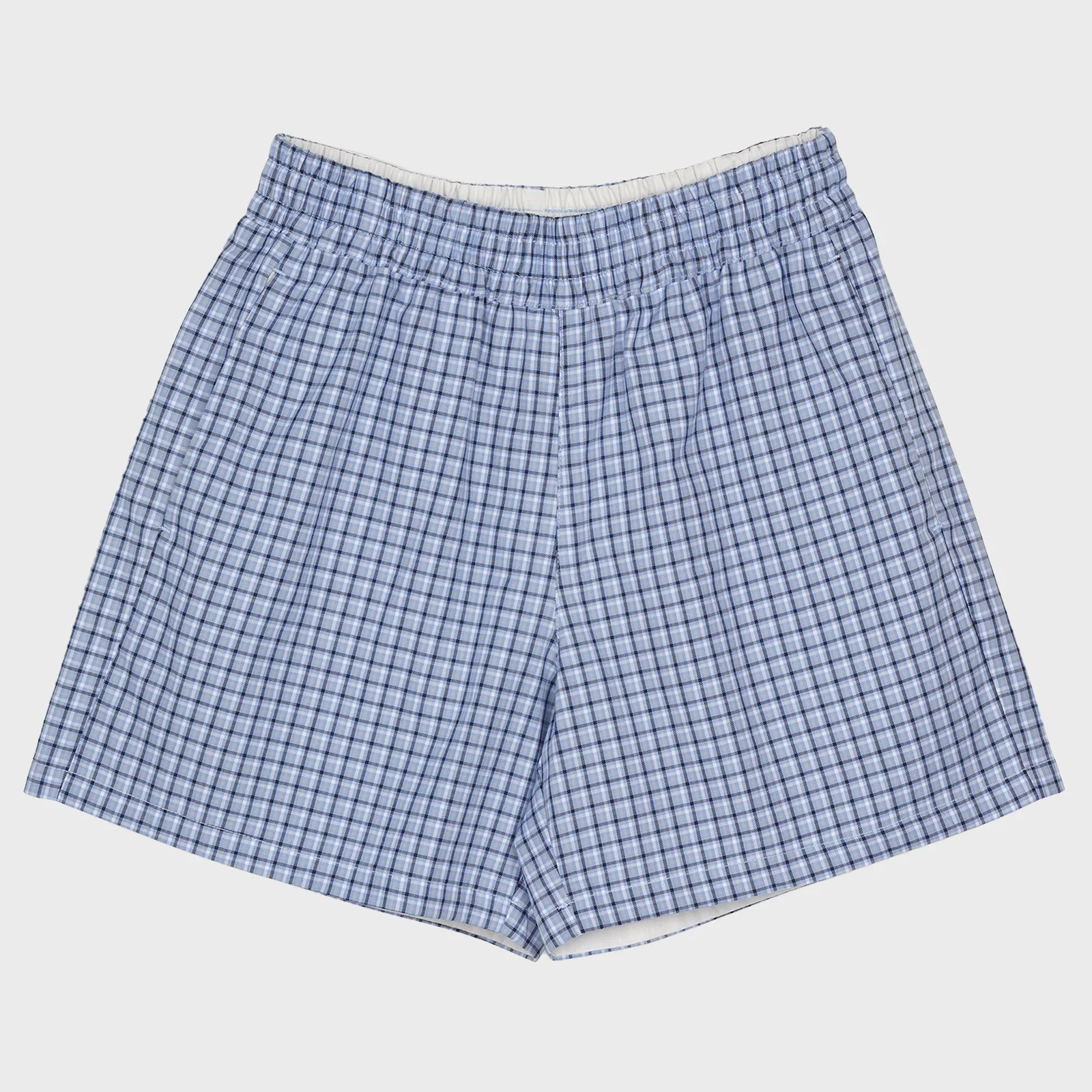Check Cotton Shorts, blue