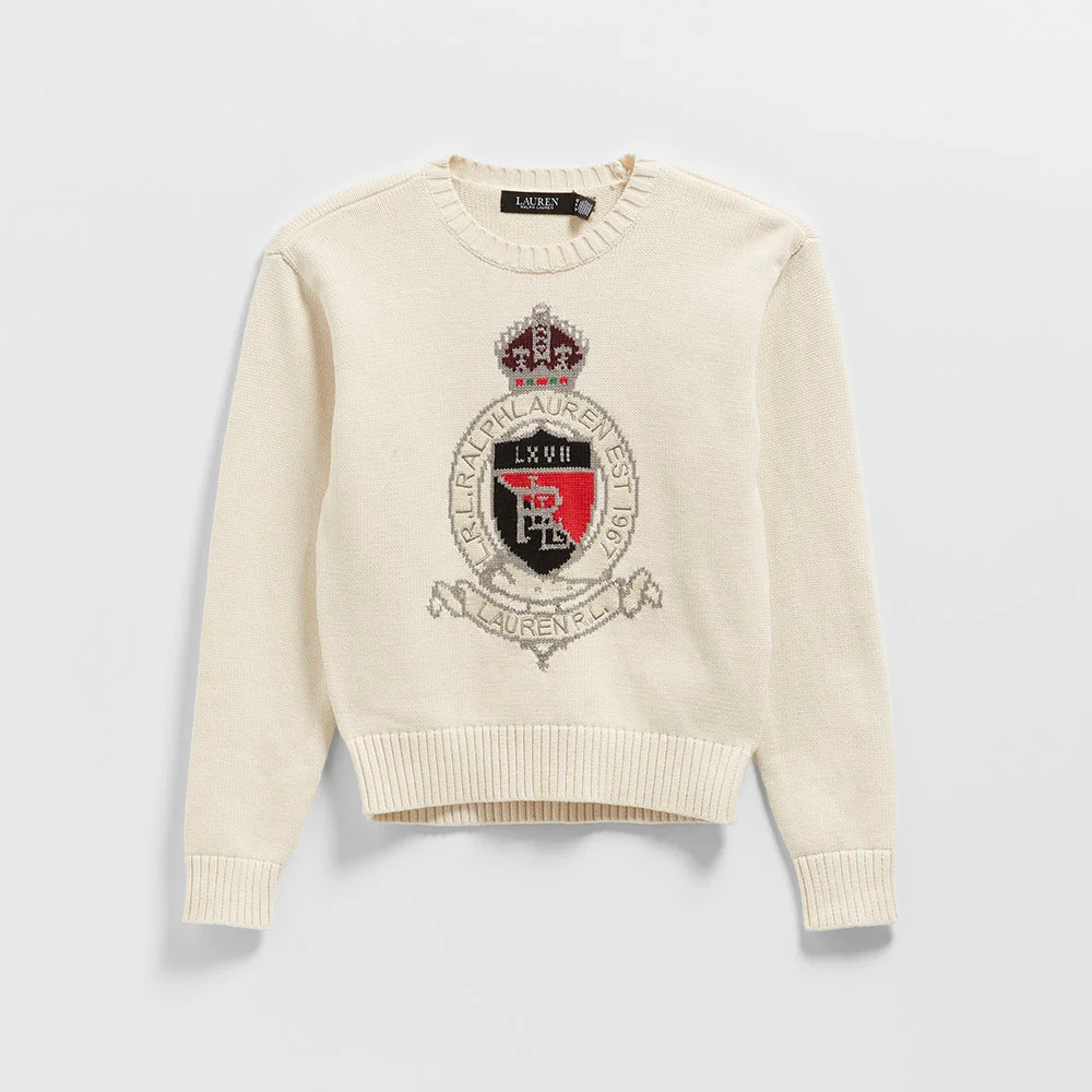 Intarsia 針織衫 Crest 純棉 毛衣 (NATURAL-101)