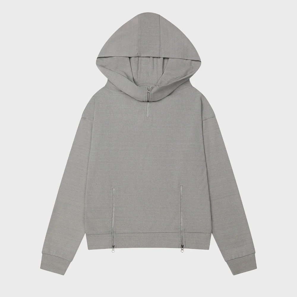 BIG HOODED SWEAT PULLOVER IN GREY