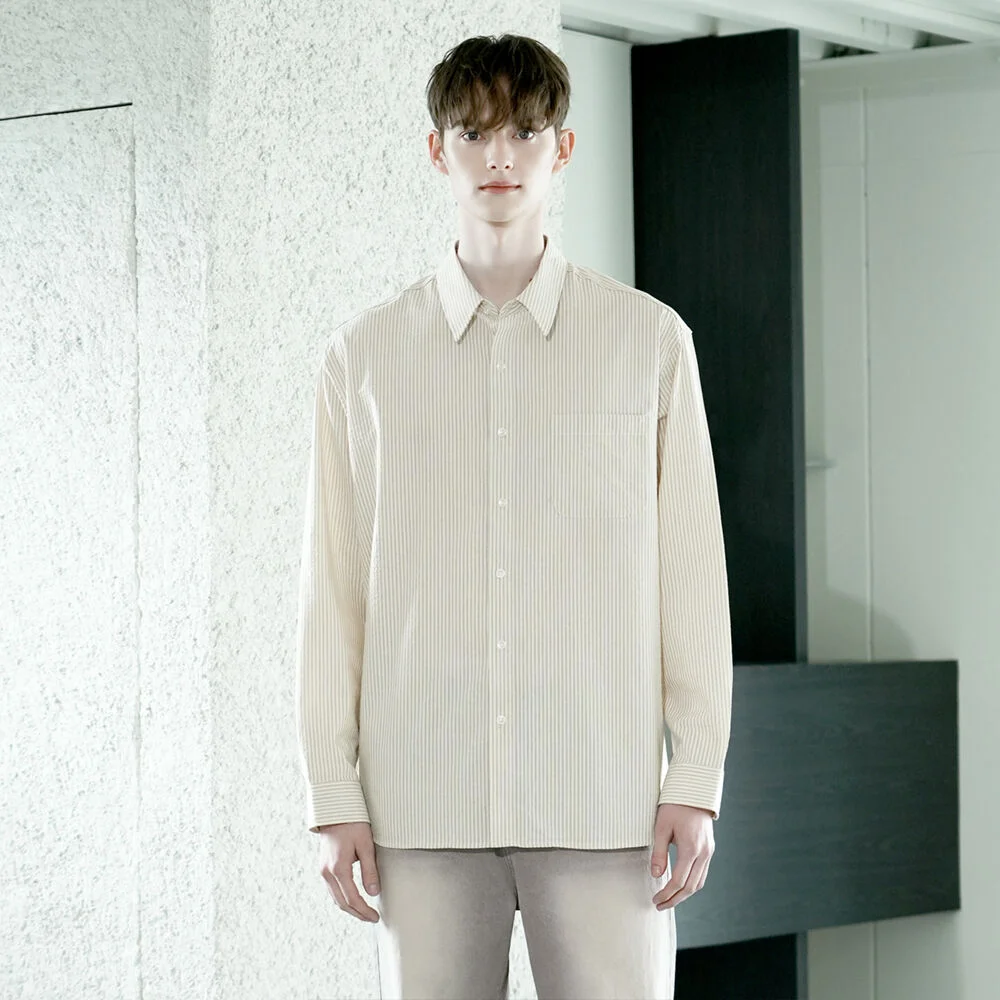 DM1025 CLASSIC STRIPE SHIRTS_BEIGE