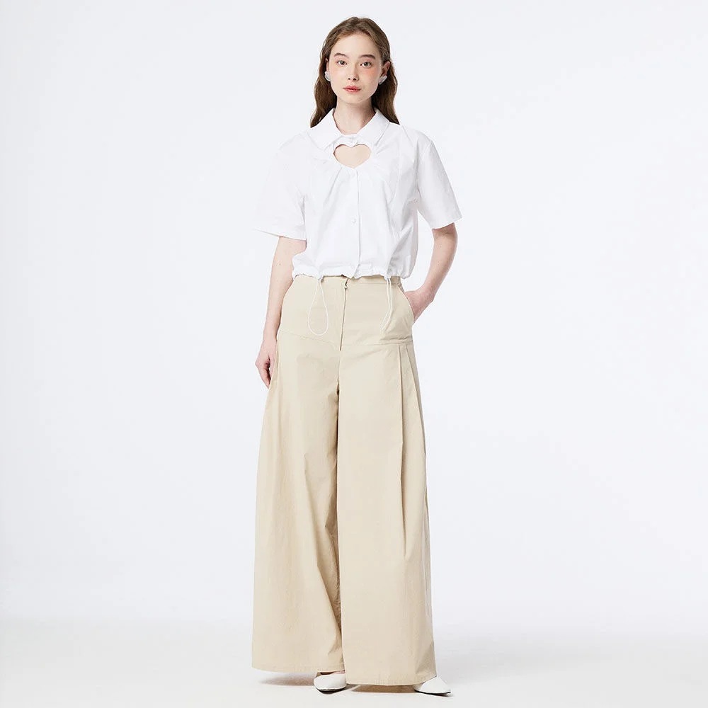 CUT OUT HEART SHIRRING SHIRTS JACKET(WHITE)