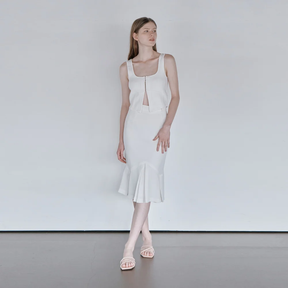 PLEATS MIDI SKIRT (WHITE)