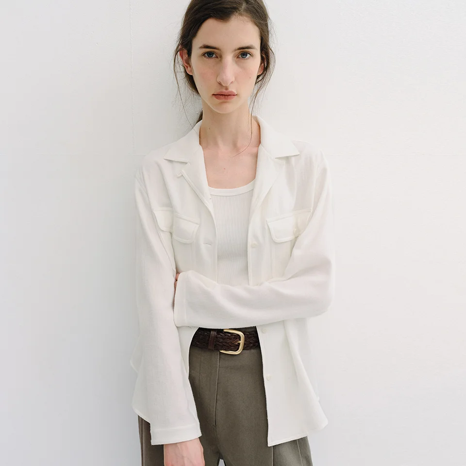open collar cotton shirt (ivory)