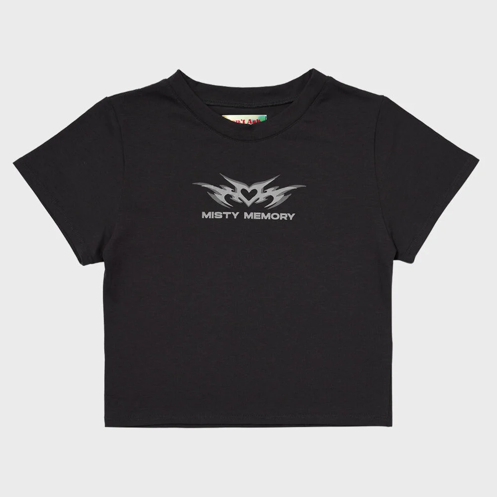 DAMP 'MISTY MEMORY' LOGO CROP TOP_CHARCOAL