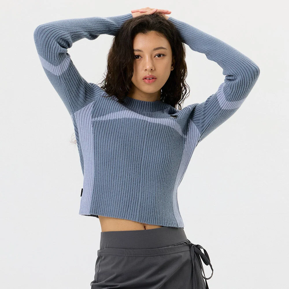 W SPORTY COLOR BLOCK KNIT PULLOVER