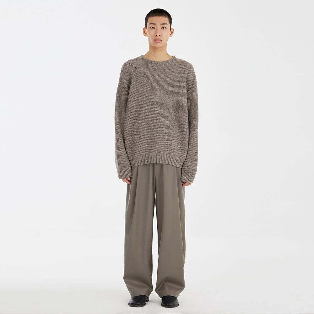 Structured Wide Pants - Sand Brown