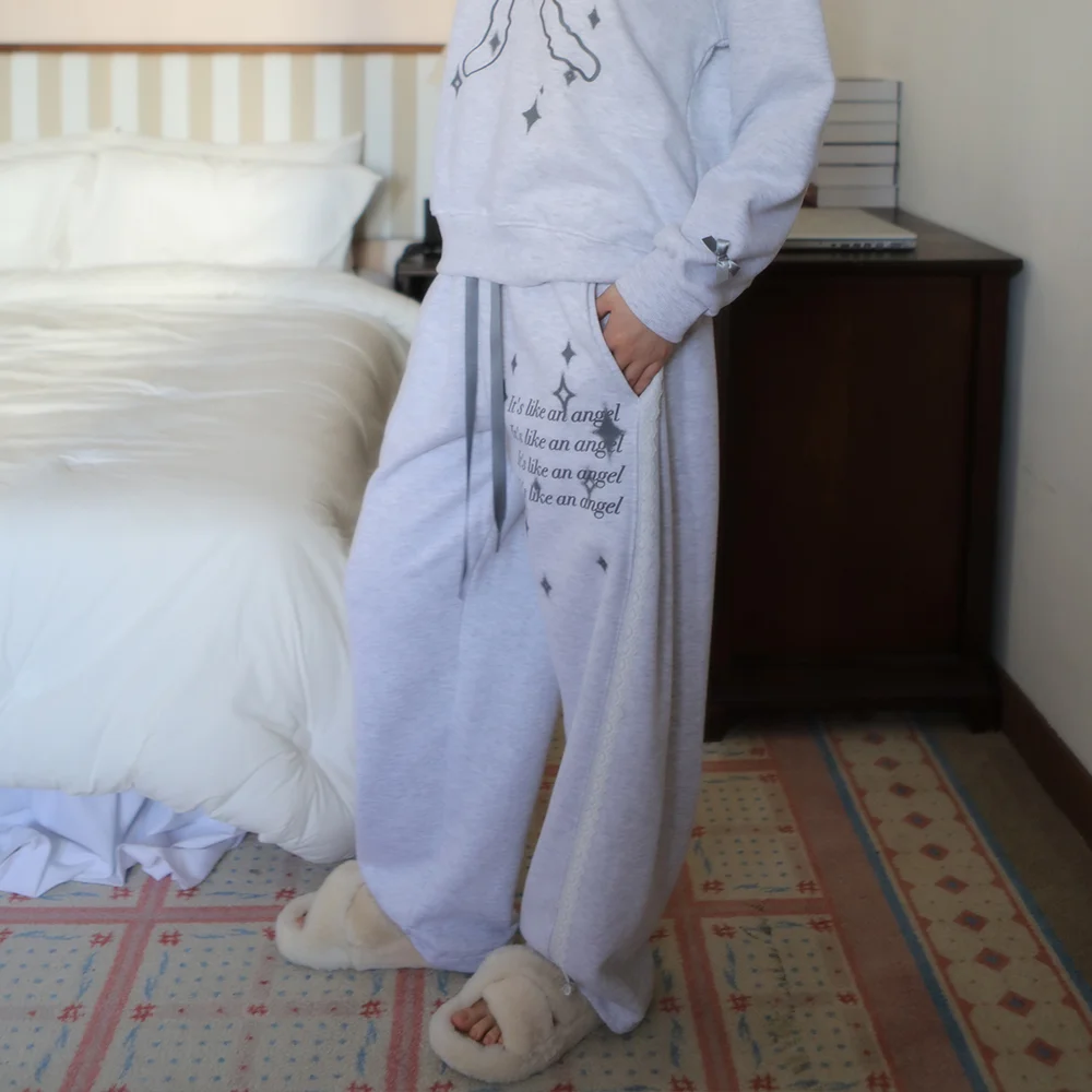 LACE POINT ANGEL STRING PANTS MELANGE GRAY
