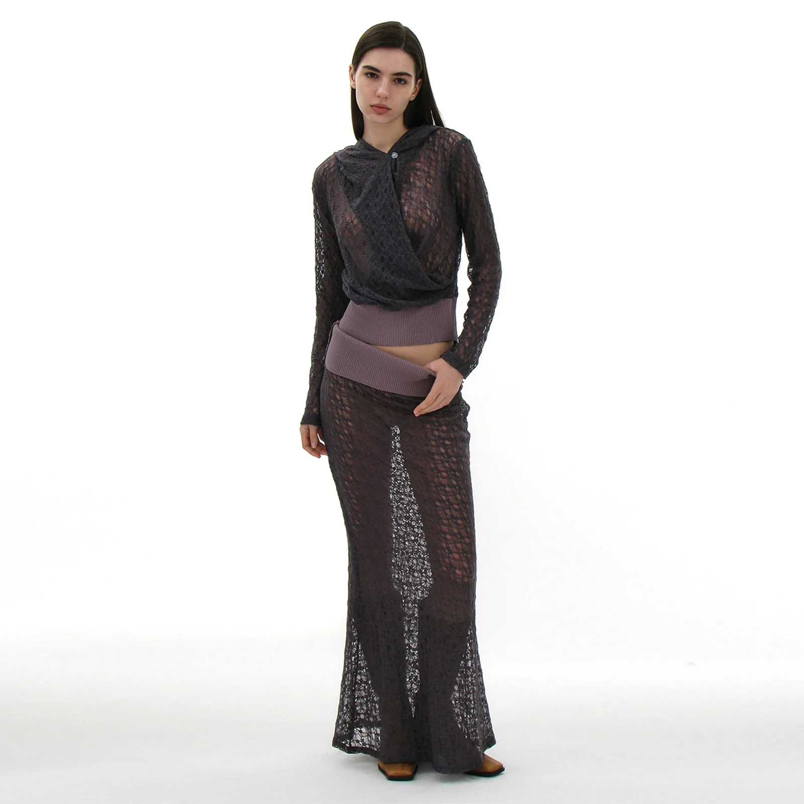 LACE FLARE MAXI SKIRT_CHARCOAL
