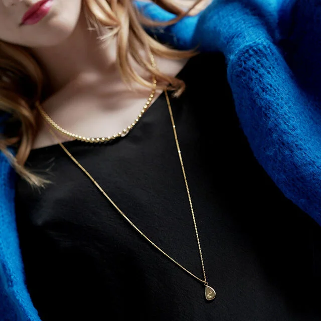 Long Chain carve Necklace 水珠 吊飾 字母 刻印 長頸鏈