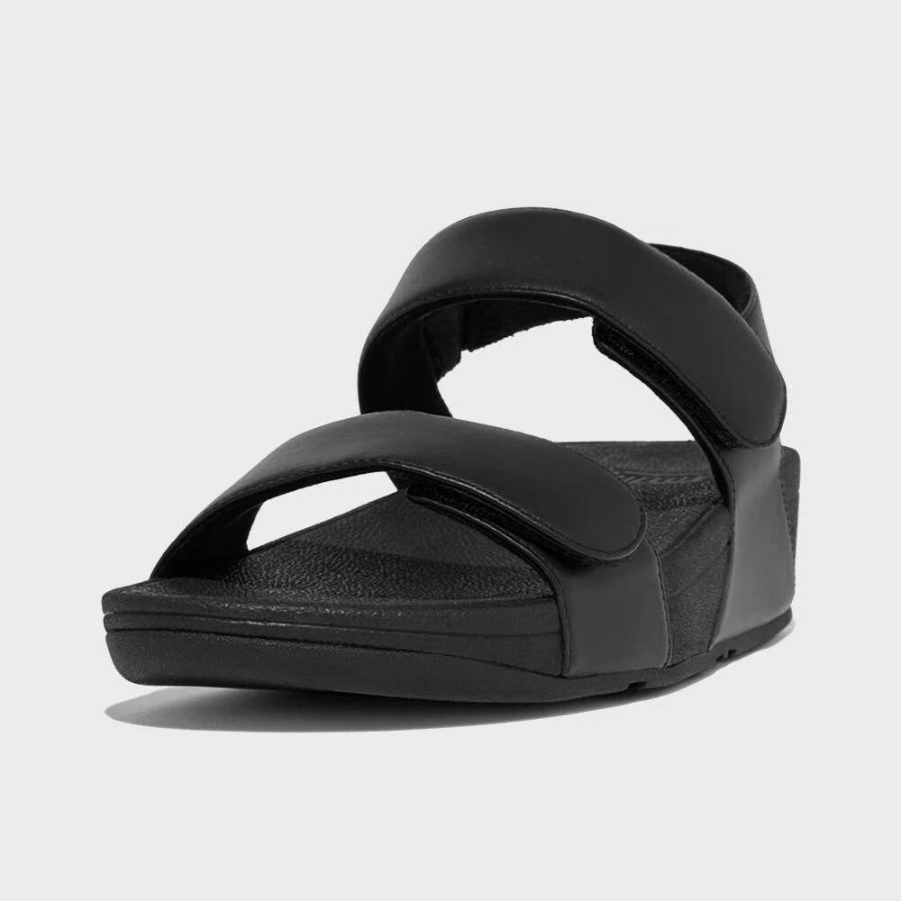 Lulu 可調節 皮革 後帶 涼鞋 All Black