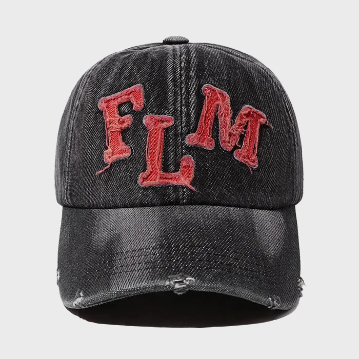 FLM 貼布繡 牛仔 棒球帽-黑色