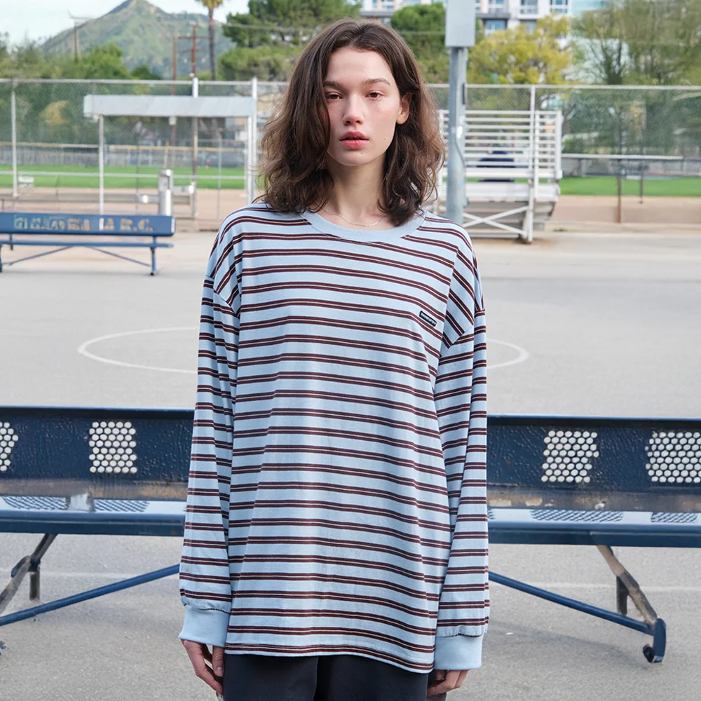 Wappen Stripe Long Top - Light Blue
