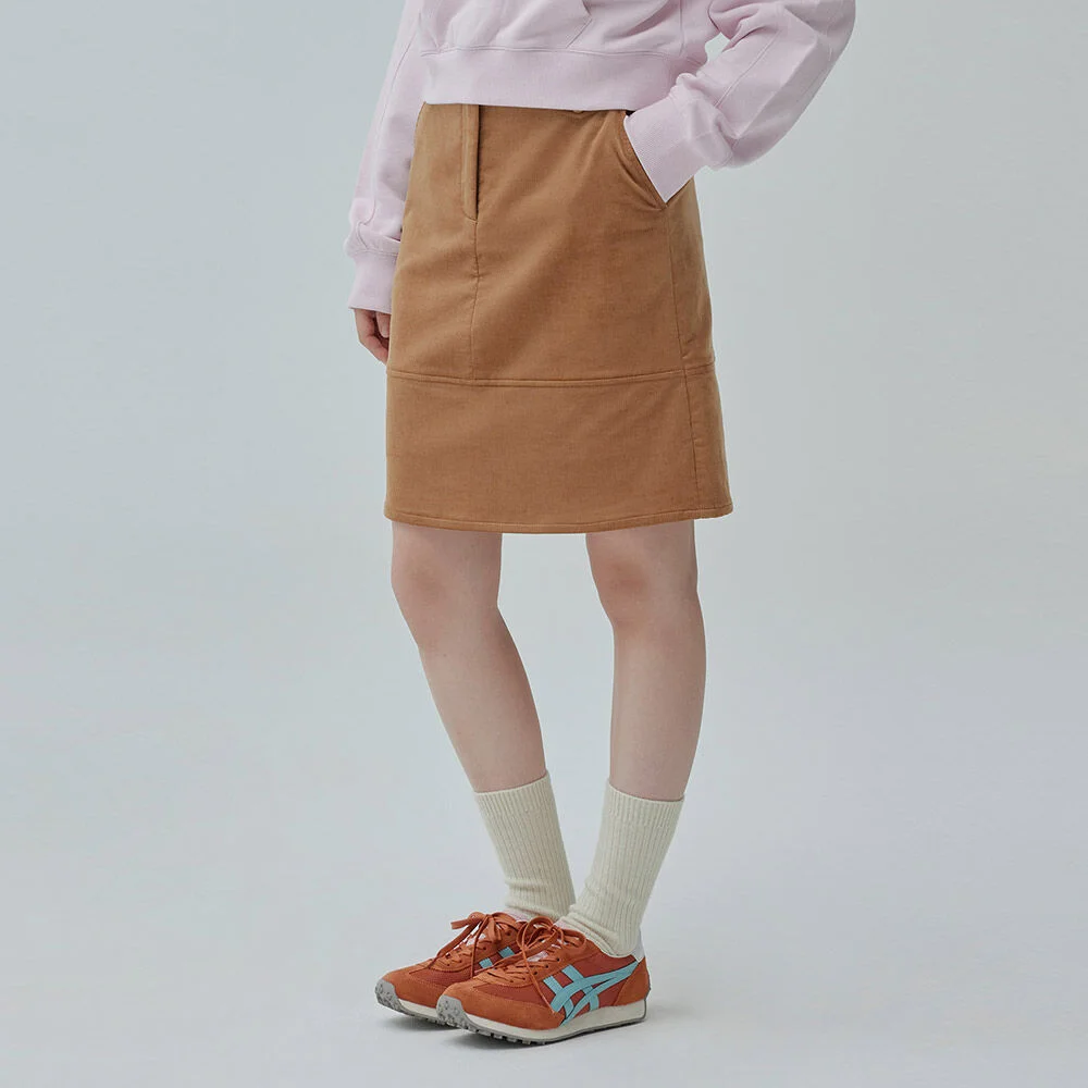 女裝 燈芯絨 中長 半身裙 Camel